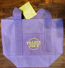 NEW TRADER JOE'S HALLOWEEN MINI CANVAS TOTE BAG - PURPLE