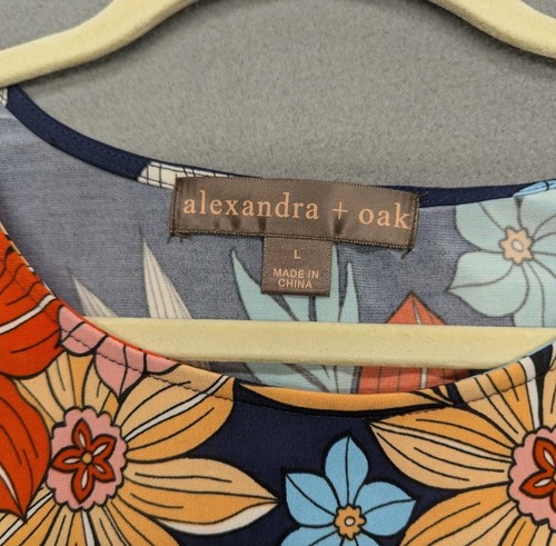 Alexandra + Oak Jersey Strick Marine Kombi Blumen Etuikleid Large Neu mit Etikett - Bild 2 von 6