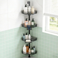 4 Tier Corner Shower Caddy with Modular Poles ABS Basket Carbon Steel Shower O