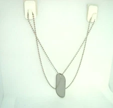 Military Style Dog Tag Silver Matte (Dull) Finish + 24 " in. Ball Chain necklace