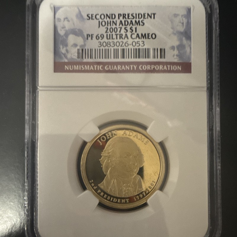 2007-S $1 John Adams Presidential Dollar Proof NGC PF69 Ultra Cameo