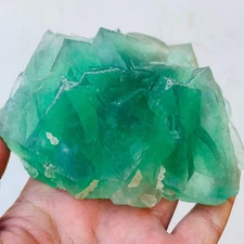 564g Rare Natural Clear Green Pyramid Fluorite Cluster Crystal Mineral Specimen