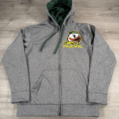 Champion Oregon Ducks Full Zip Hoodie Jacket Sweatshirt Gray Medium