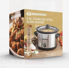 Daewoo Electric Slow Cooker 3.5L Non Stick Bowl Crock Pot w/ Lid Stainless Steel