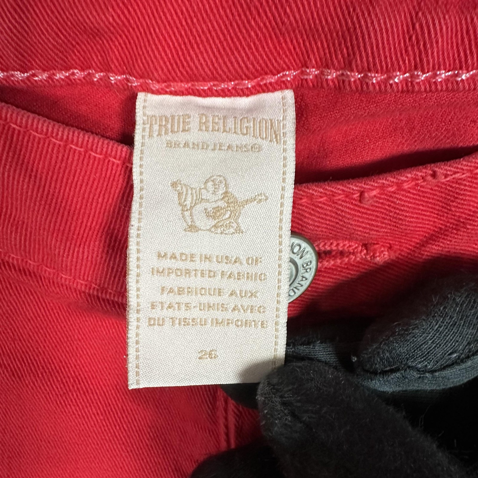 True Religion Shorts Womens 26 Red Cassie Stretch Denim USA Low Rise thumbnail 2