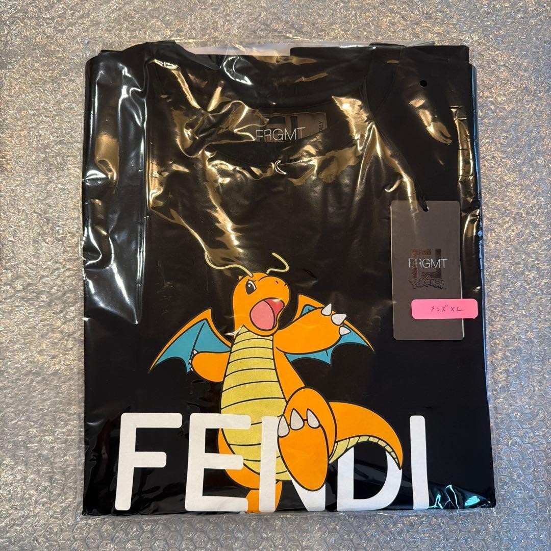 FENDI x Pokémon x Fragment Dragonite Hoodie Black Mens XL FRGMT Rare image 4