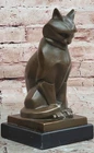 Abstract Bronze Cat Sculpture Cubist Geometric Design Modern Home Decor Sale NR