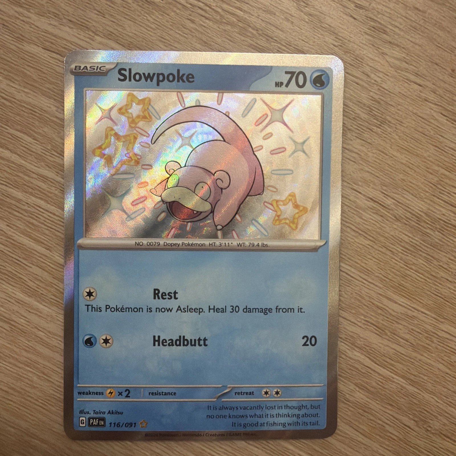 Slowpoke 116/091 Shiny Rare Pokemon Paldean Fates LP/NM