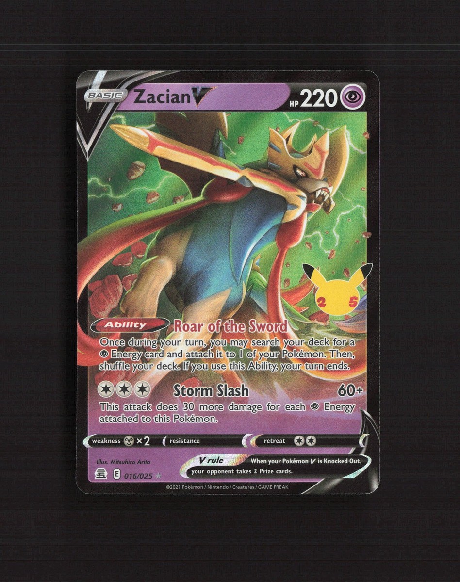 Zacian V 016/025 Celebrations Stamped Ultra Rare Holo Pokemon Card