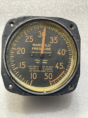 #ad #ad Vintage Kollsman Aircraft Manifold Pressure Gauge 10 50 In. Hg Type 162K 2308 $69.50