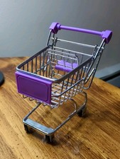 Mini Supermarket Handcart Shopping Utility Cart Model Push Kart Toy Purple New