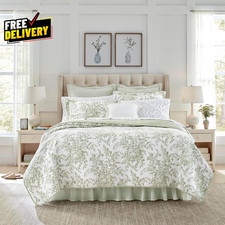 Queen Quilt Set Reversible Cotton Bedding with Matching Shams Lightweight H....