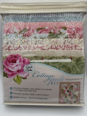 NEW COTTAGE Quick Quilts Kit Cotton Fabric Editions Shabby Chic Pink Full/Queen