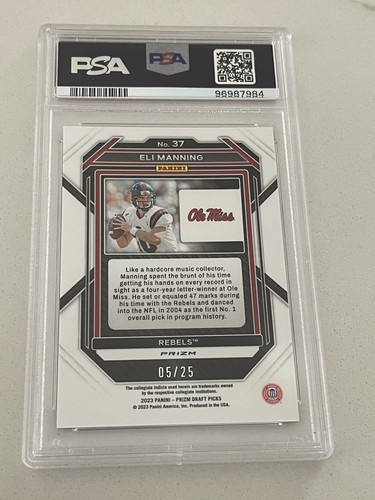 2023 MOJO PRIZM D.P ELI MANNING #37 PSA GEM MT 10๐๐๐ฅ๐ฅ - Picture 2 of 2