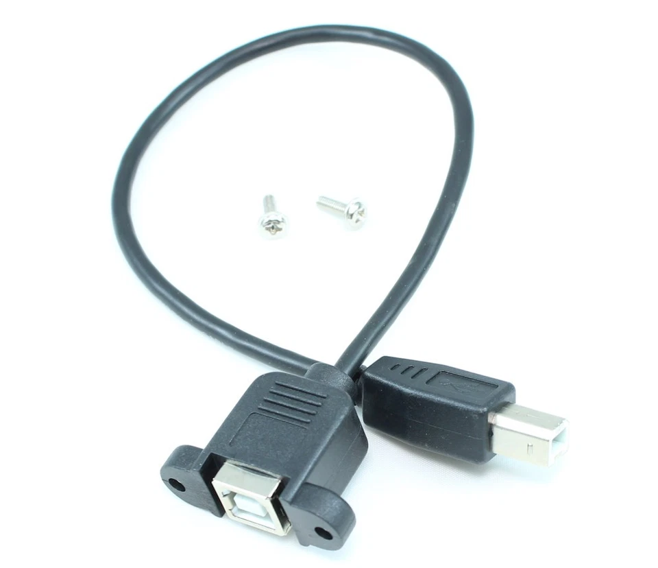 12inch USB 2.0 Type B Male to B Female PANEL MOUNT Cable - Image 2 of 2
