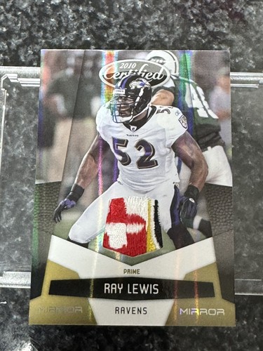 2010 Panini Certified Gold Mirror Prime Ray Lewis Game Used Jersey Card /50 HOF