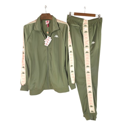 Kappa Men's Green Tracksuit Full Zip Jacket Joggers Mudflap Girl Trim - Sz 2XL