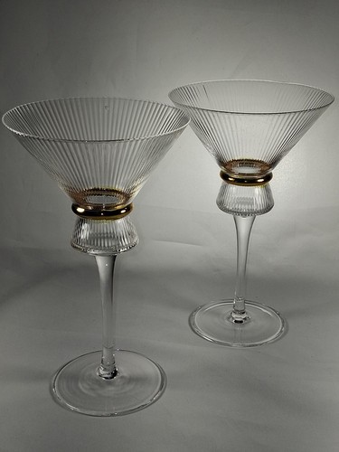 CROFTON GOLD BAND MARTINI GLASSES SET OF 2 - Picture 8 of 10