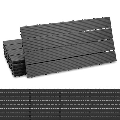 WPC Terrassenfliesen 30x60 cm anthrazit  Balkonfliesen Set