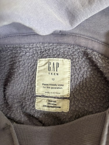 Gap Teen Size 12 Purple Oversized Hoodie Blue And White Logo - Picture 3 of 3