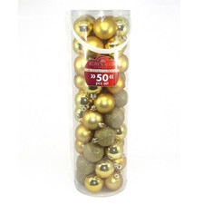 Gold Shatterproof 60MM Balls Christmas Tree Ornaments Set of 50 PL0220GO New