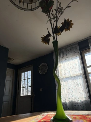 Vintage Murano Sommerso Twisted Art Glass Vase Lime Green Mid Century 14”