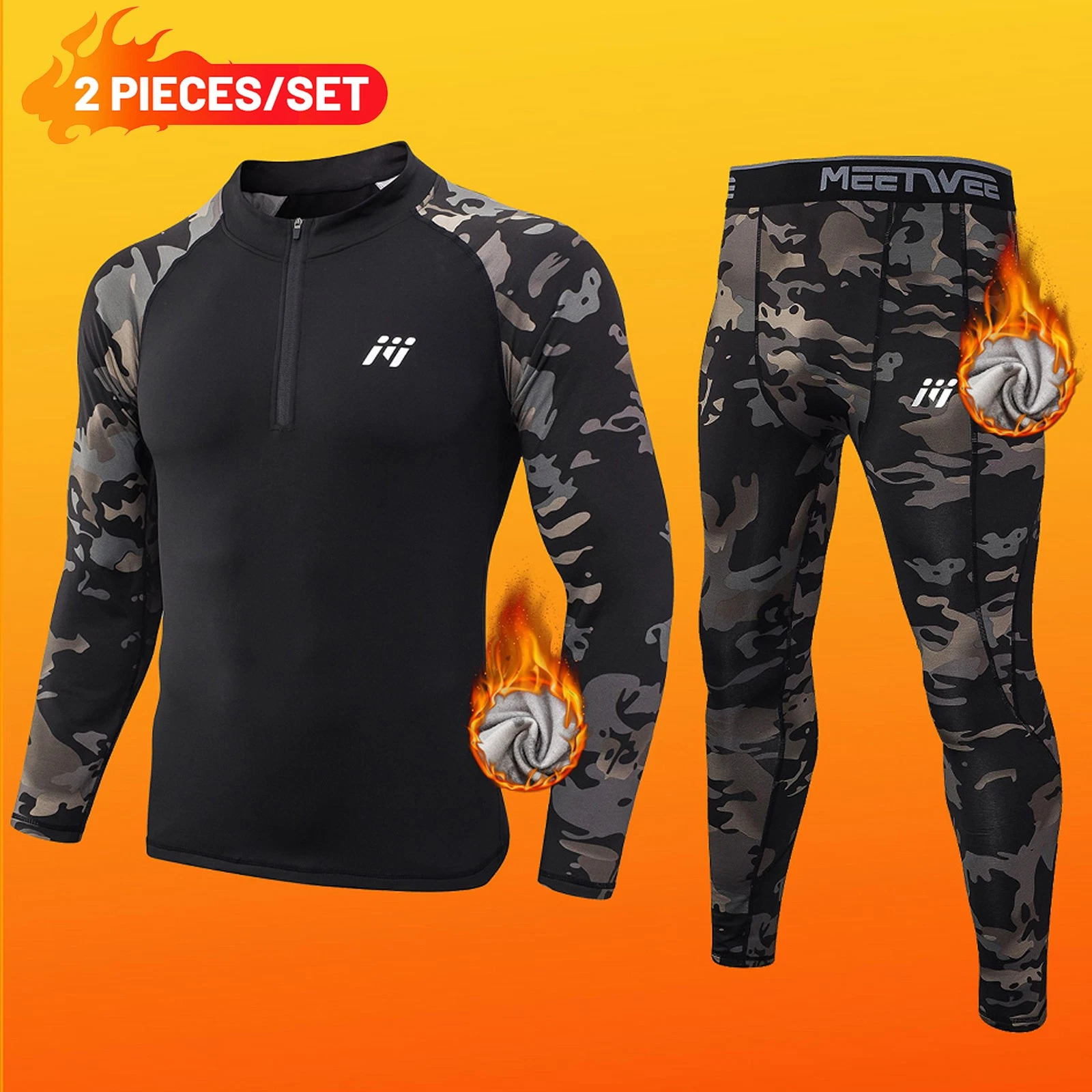 Winter Thermal Underwear Set Fleece Base Layer Long Johns Top&Bottom for Men
Opens in a new window o