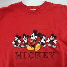Vintage Mickey Mouse Disney Store Crewneck Sweatshirt XL Red 90s 80s Granny