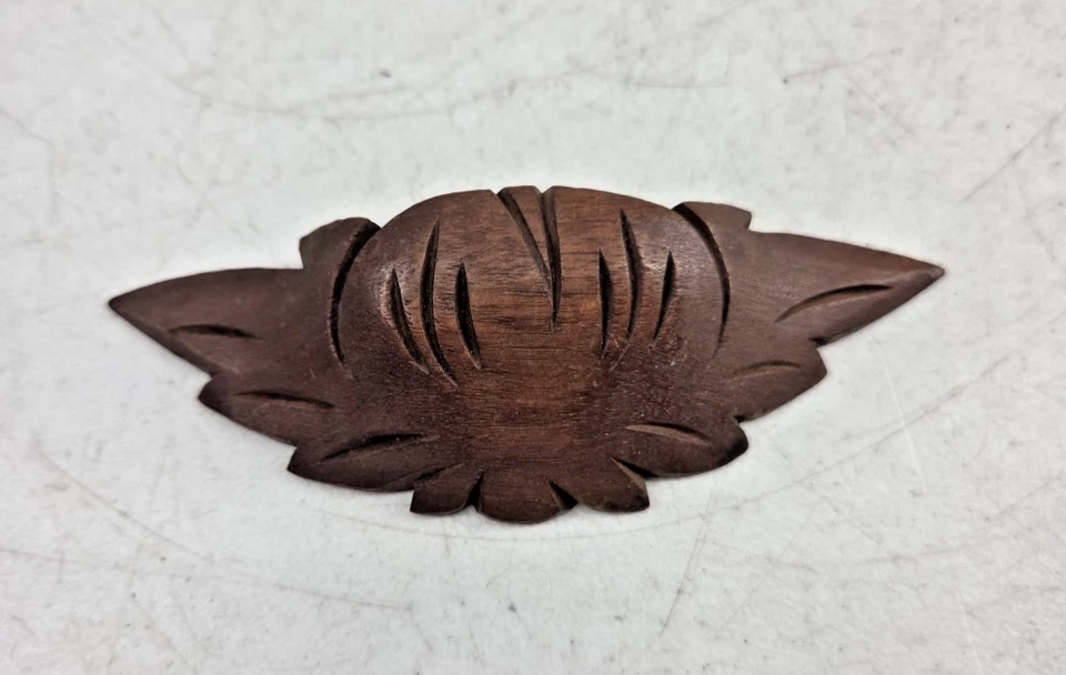 Vintage Lot of 3 Carved Wood Drawer Pulls Wooden Handles 4.75 Antique - Image 3 of 4