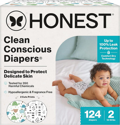 The Honest Company Diapers Size 2 124 Count Barnyard Babies Pattern Play Box