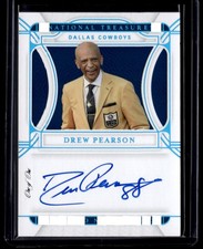 DREW PEARSON #1/1 2021 NATIONAL TREASURES PERSONALIZED PLATINUM ON CARD AUTO