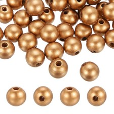 200 Naturholzperlen vergoldet 16mm mit Loch 4mm f&uuml;r Kugeln Rundr&auml;ume