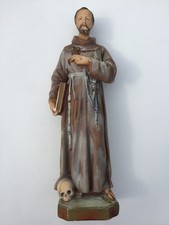 Vintage 17” Saint Francis of Assisi Ceramic Statue – Large Religious Figure