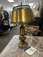 1960s Modern Tole Ware Metal Gold Lamps Desk Table Burnished Brass Table Lamp