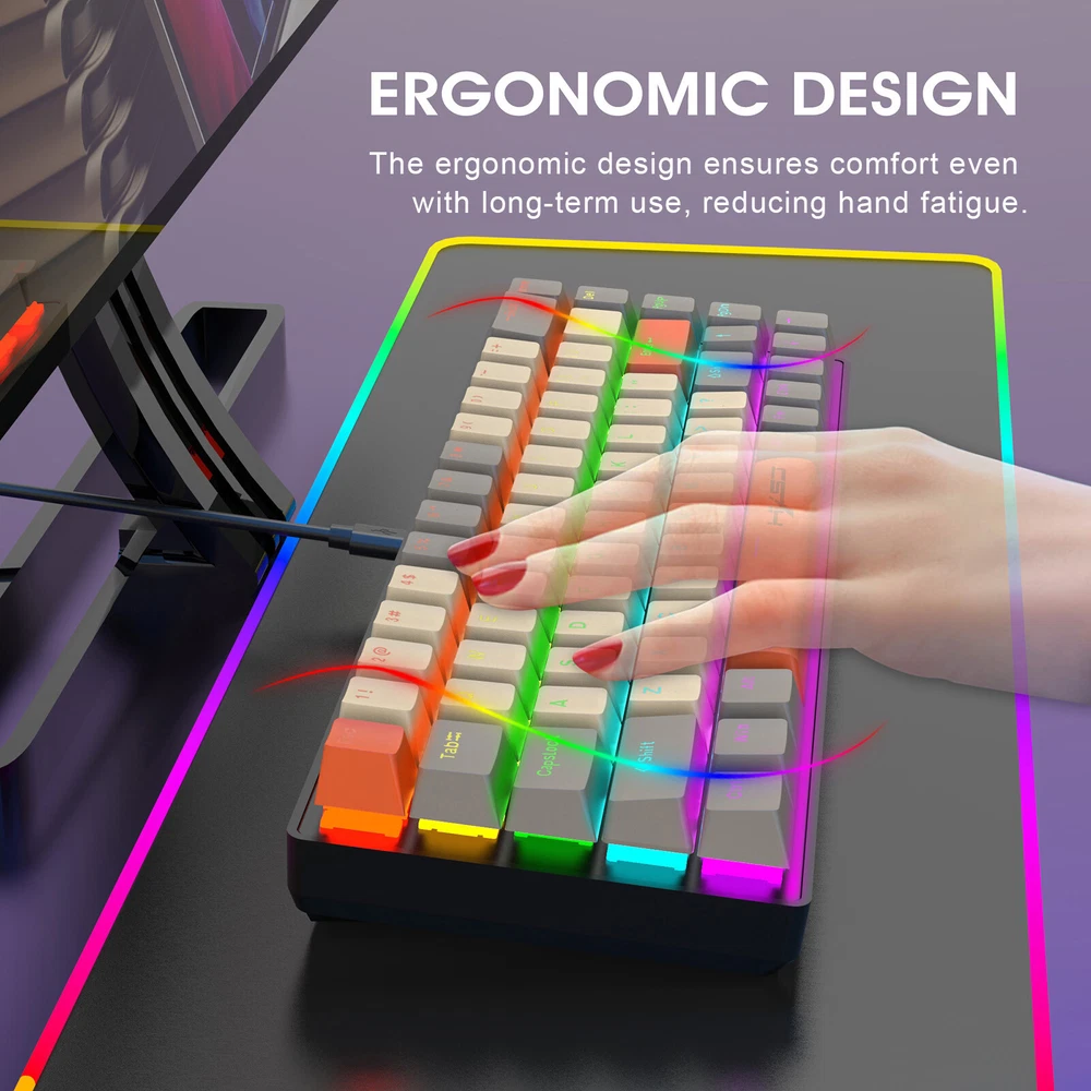K88 Compact Mechanical Keyboard with Ice Blue Backlight and Ergonomic Design E9D9