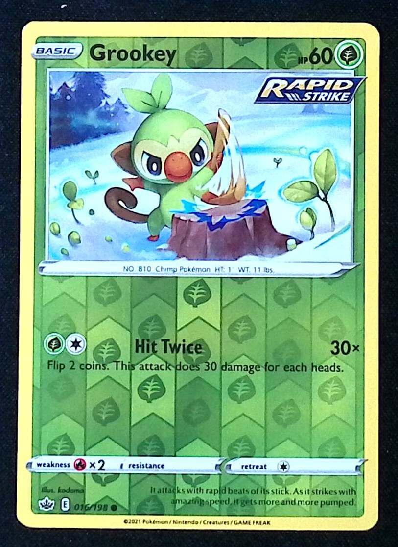 Grookey Reverse Holo 16/198 - Pokemon Chilling Reign - NM