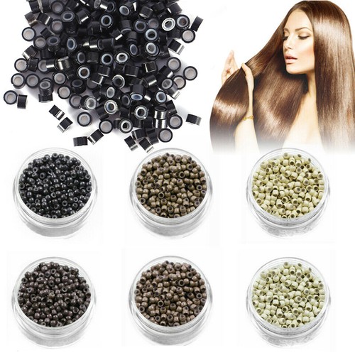 6mm For 1g/s Micro Rings Beads Silicone Lined For Stick I Tip Hair Extensions E5 - Picture 1 of 14