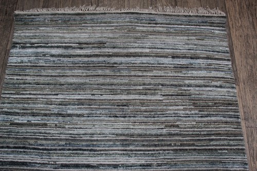 3x5 Stripe Design Silk Wool Area Rug 90x150 Cms Carpet, Pastel Multy shades rug - Picture 8 of 10