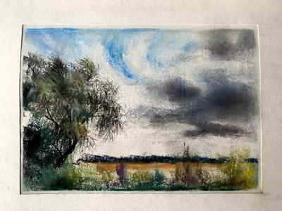 FRANZ EHMKE *1928-2018 PASTELL BLANKENFELDE AM MÖLLERSFELDER WEG WEIDE NATUR