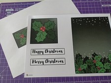 1 topper per carte decoupage stratificato e kit inserti corrispondenti, Holly, Natale, cartolina