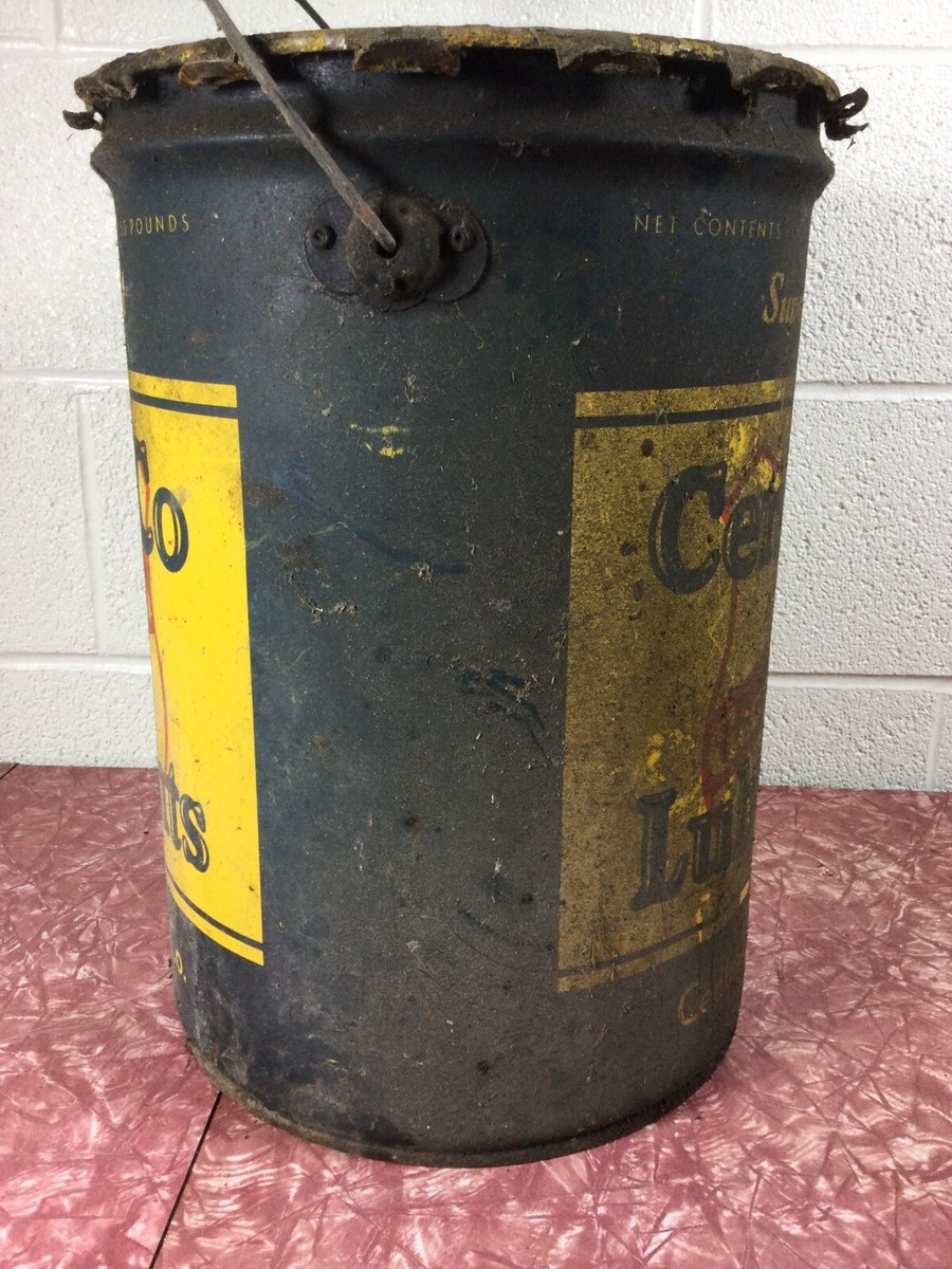 Vtg Cen-pe-co 50lb Gas Oil Grease Chassis Lubricant Can Bucket