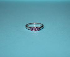 Sterling Silver STS Designed Triple Oval Pink Stone Promise Ring Size 8 093GCM 