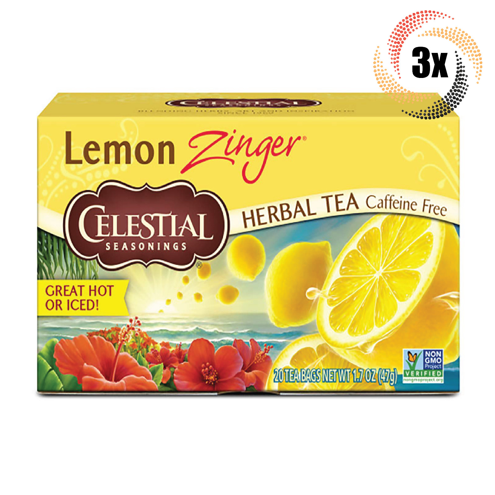 3 упаковки травяного чая Celestial Seasonings Lemon Zinger по 20 пакетиков в каждой 17 унции 4890₽