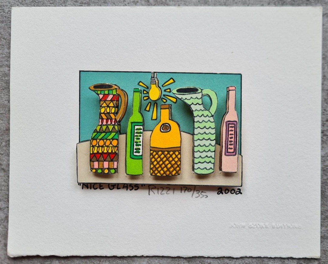 James Rizzi 3D Hand Signed Original Mini NICE GLASS From 2002 PoP