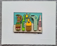 James Rizzi 3D Hand Signed Original Mini NICE GLASS From 2002 PoP ART Wine