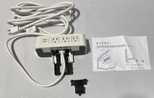 BYRNE Burele 3-Power Outlet & 2-USB Charging Port Edge Mount Clamp - Picture 2 of 2