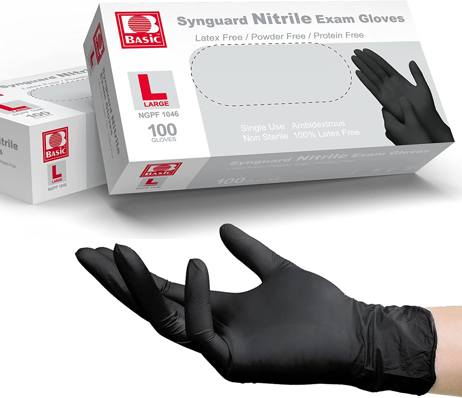 Gloves Powder Latex Free Glove Black Nitrile Gloves 5 Mil Disposable Gloves-image