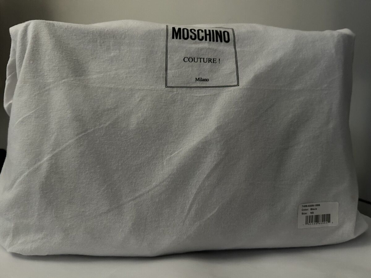 MOSCHINO COUTURE Black tote Bag, Gold Moschino Logo, Zip Top MOSCHINO COUTURE Black tote Bag, Gold Moschino Logo, Zip Top