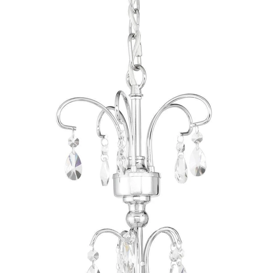 Lámpara de araña cromada de 6 luces World Imports Kothari con cristales colgantes Foto 4 de 4