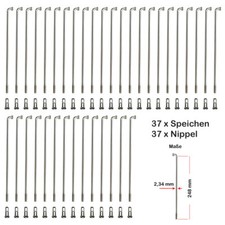 37 Stück Speichen 248mm verstärkt NIROSTA 2,34mm inkl. Messing Speichennippel